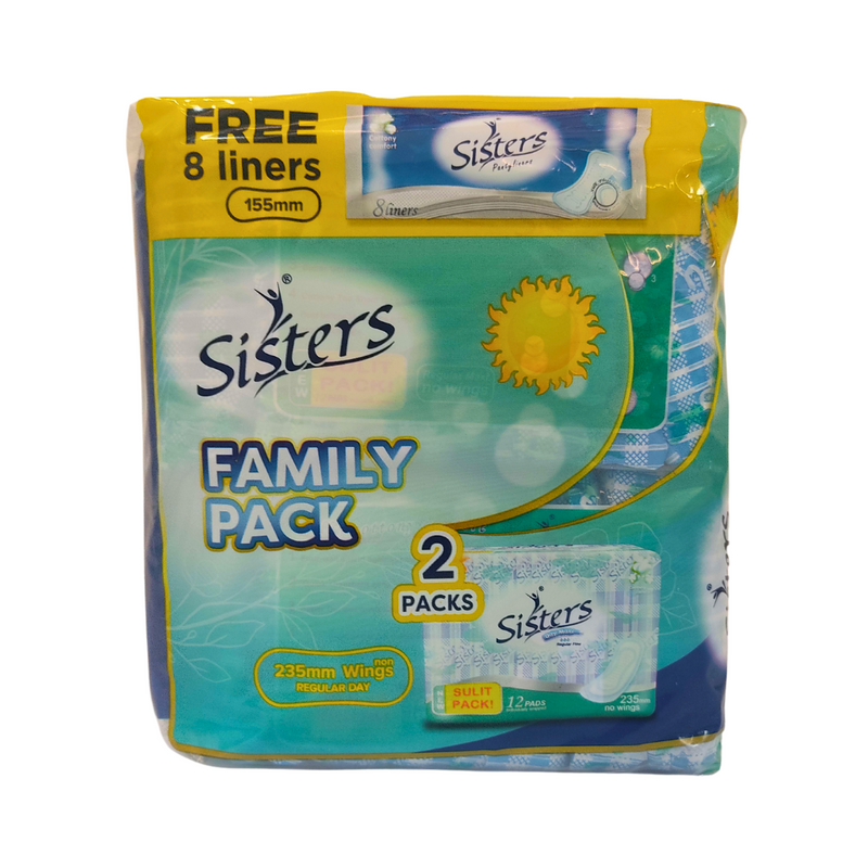 Sisters Family Pack Silk Floss Regular Maxi 12's x 2 Pack With Pantyliner 8's