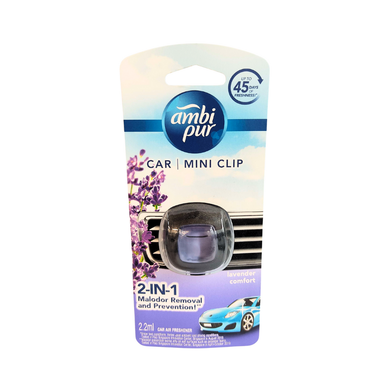 Ambi Pur Car Air Freshener Vent Clips Lavender Comfort 2ml
