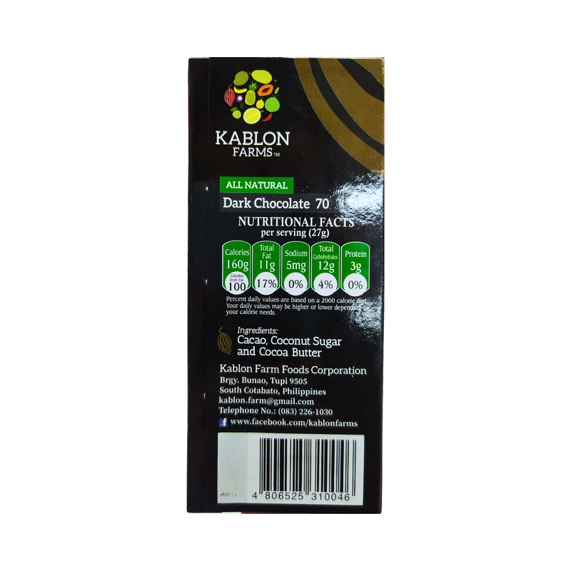 Kablon Farms Dark Chocolate Bar 27g