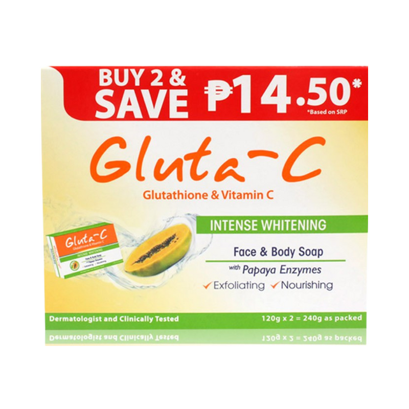 Gluta-C Intense Whitening Soap With Papaya Enzymes 120g x 2's