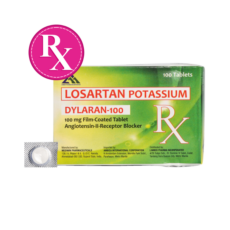 Dylaran 100 Losartan Potassium 100mg Film-Coated Tablet By 1's