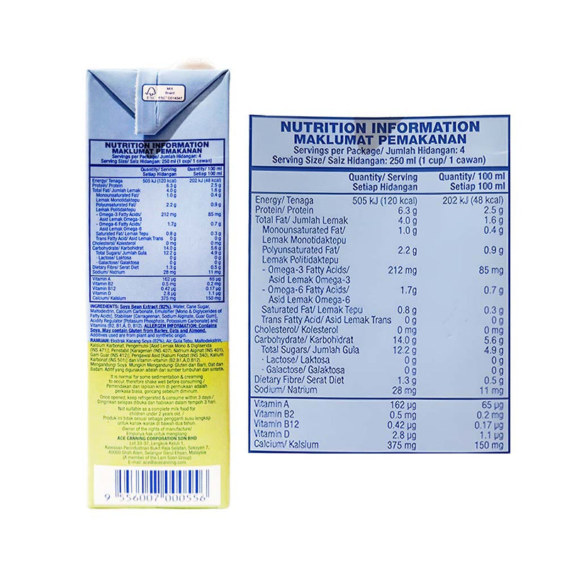 Soyfresh Soya Milk Hi-Calcium With Omega 3 And 6 1L
