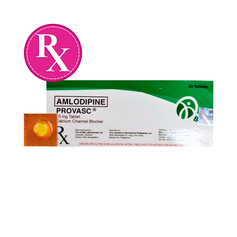 Provasc Rx Provasc Amlodipine Besilate 10mg Tablet By 1's