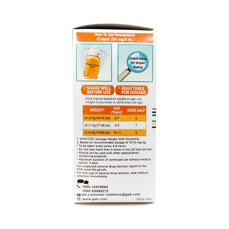 Calpol Paracetamol 250mg/5ml Suspension 100ml