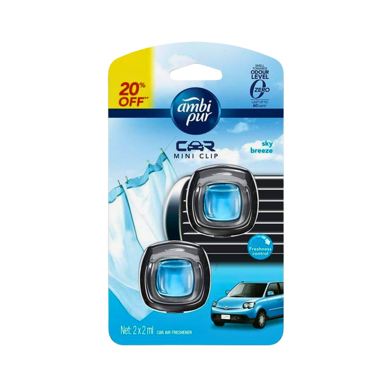Ambi Pur Car Air Freshener Mini Clip Sky Breeze 2 x 2ml