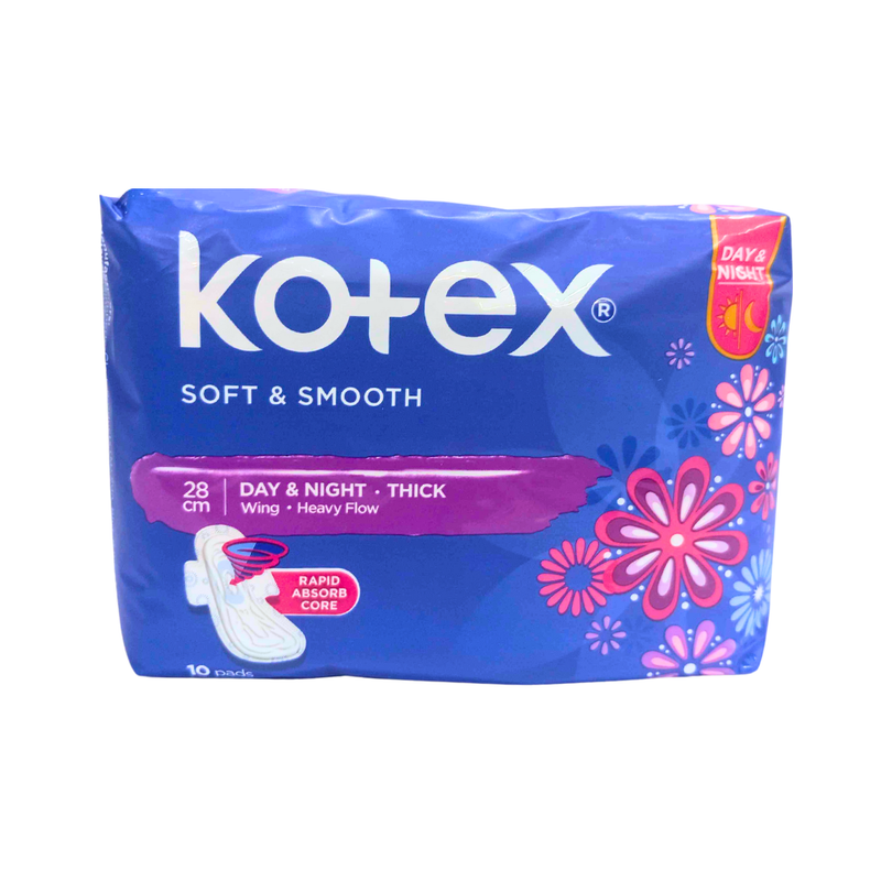 Kotex Soft And Smooth Napkin Day And Night With Wings 28cm 10 Pads