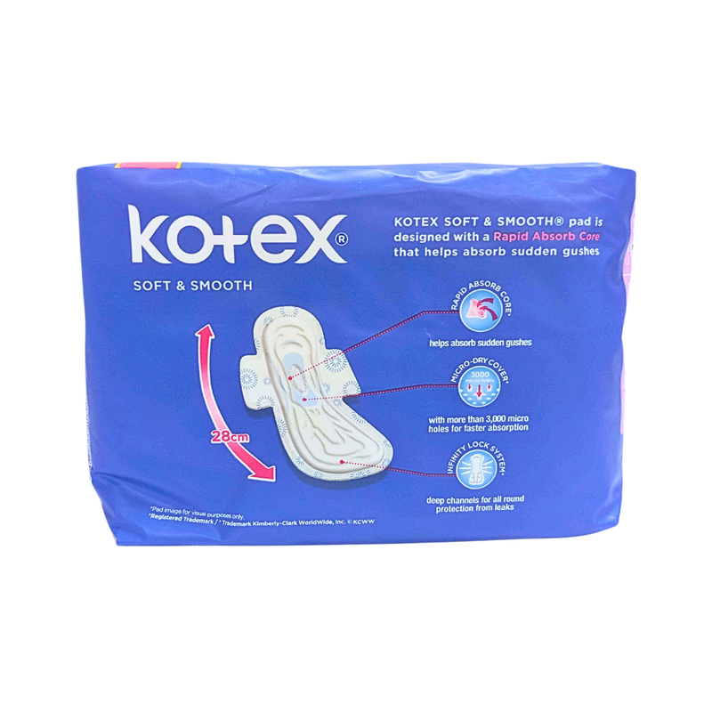 Kotex Soft And Smooth Napkin Day And Night With Wings 28cm 10 Pads