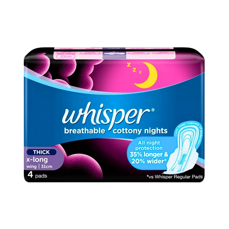 Whisper Cottony X Long Trial Pack With Wings 4 Pads