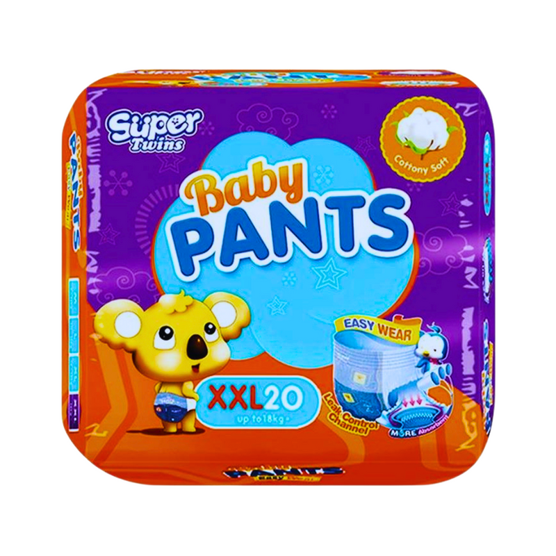 Super Twins Baby Pants Diaper Big Pack XXL 20's + 1 Free Pad