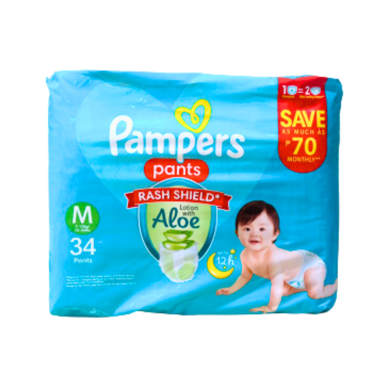 Pampers Diaper Baby Dry Pants Magic Gel Channels Medium 34's