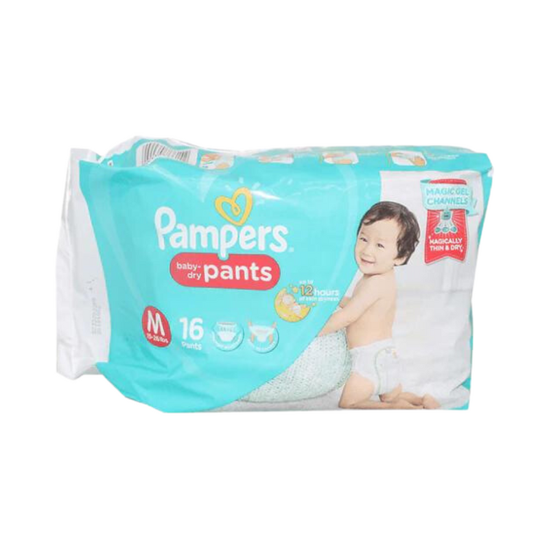 Pampers Diaper Baby Dry Pants Magic Gel Channels Medium 16's