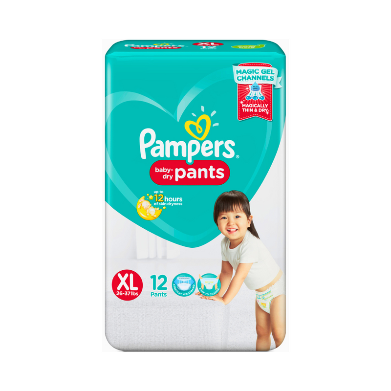 Pampers Diaper Baby Dry Pants Magic Gel Channels XL 12's