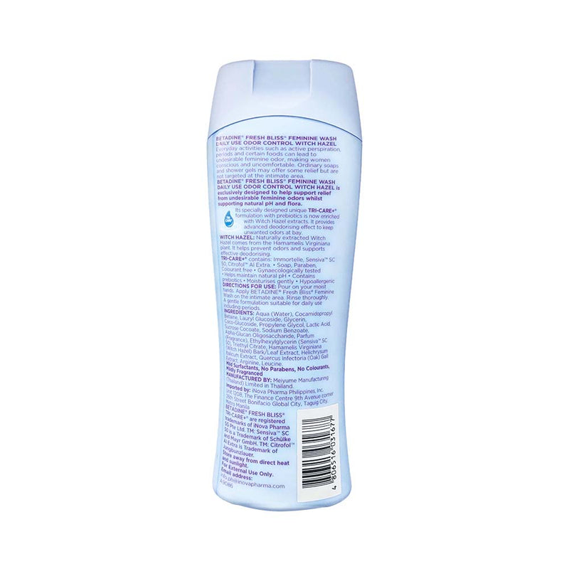 Betadine Fresh Bliss Daily Feminine Wash Odor Control Witch Hazel 150ml