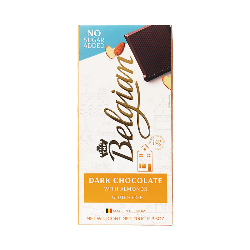 Belgian Chocolates Bar No Sugar Added Dark With Almonds 100g