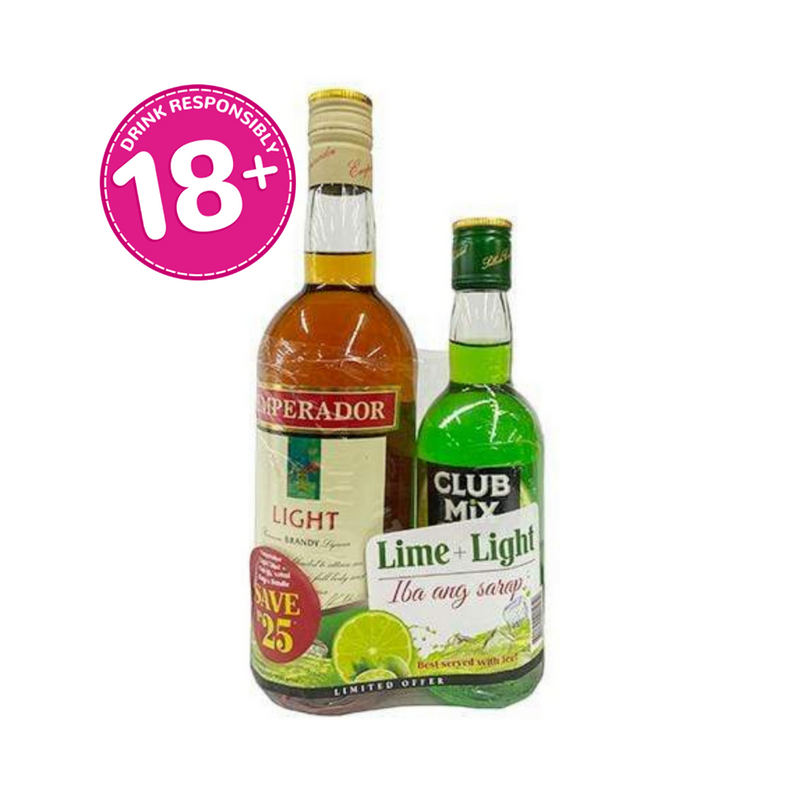 Emperador Brandy Light 750ml + Club Mix Lime 350ml