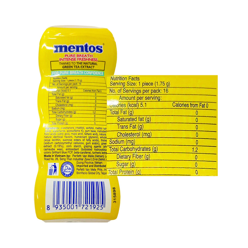 Mentos Chewing Gum Pure Fresh Sugar Free Cooler Lemonade