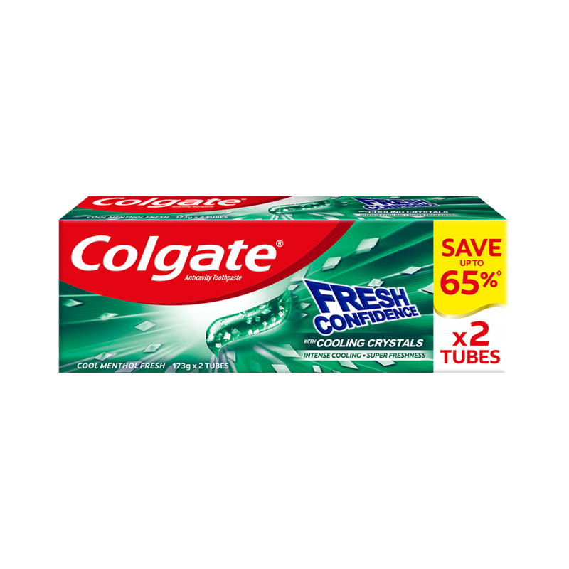Colgate Fresh Confidence Cooling Crystal Cool Menthol Fresh 173g Twin Pack