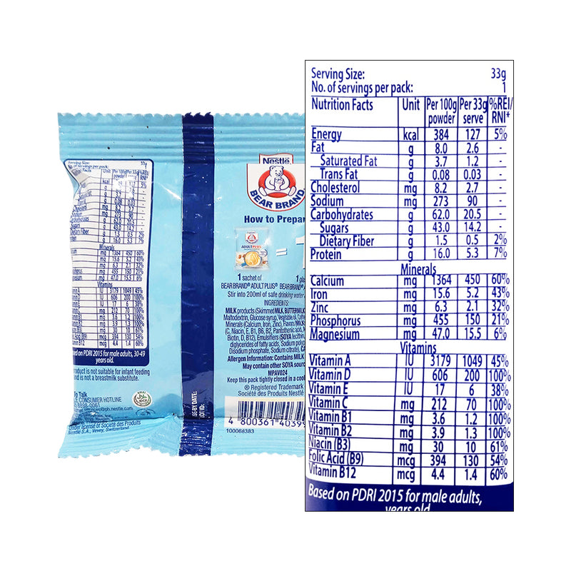 Bear Brand Adult Plus Milk With Coffee 33g