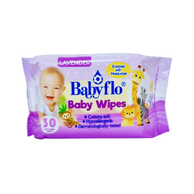 Babyflo Baby Wipes Lavender 30's