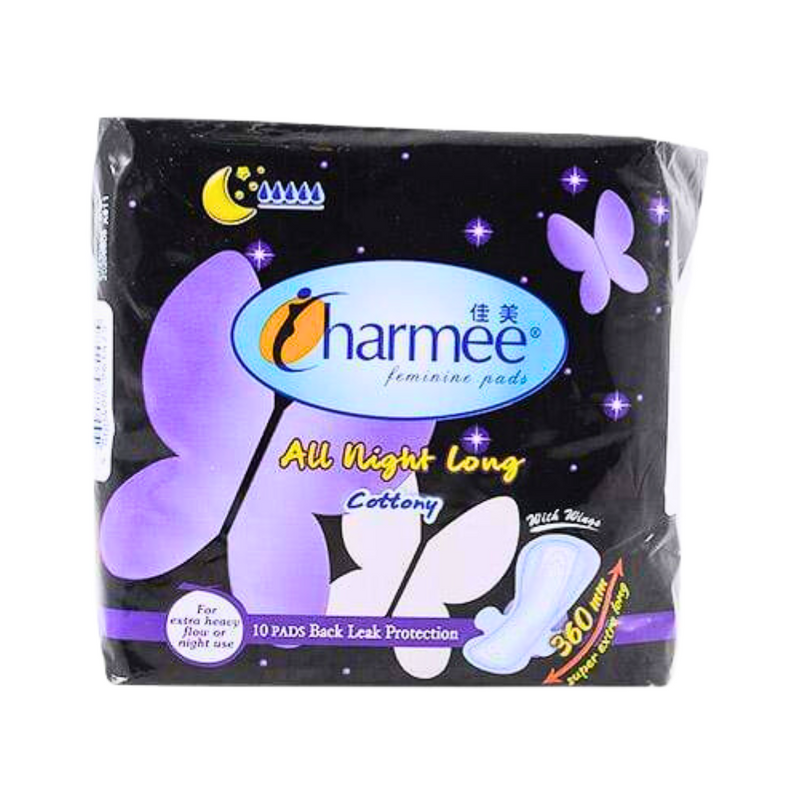 Charmee Feminine Pads All Night Long Cottony Soft With Wings 10's