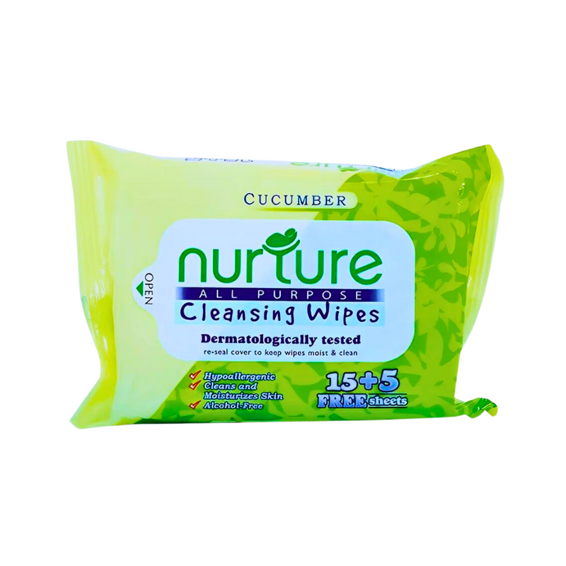Nurture All Purpose Cleansing Wipes Cucumber 15's + 5 Sheets Free
