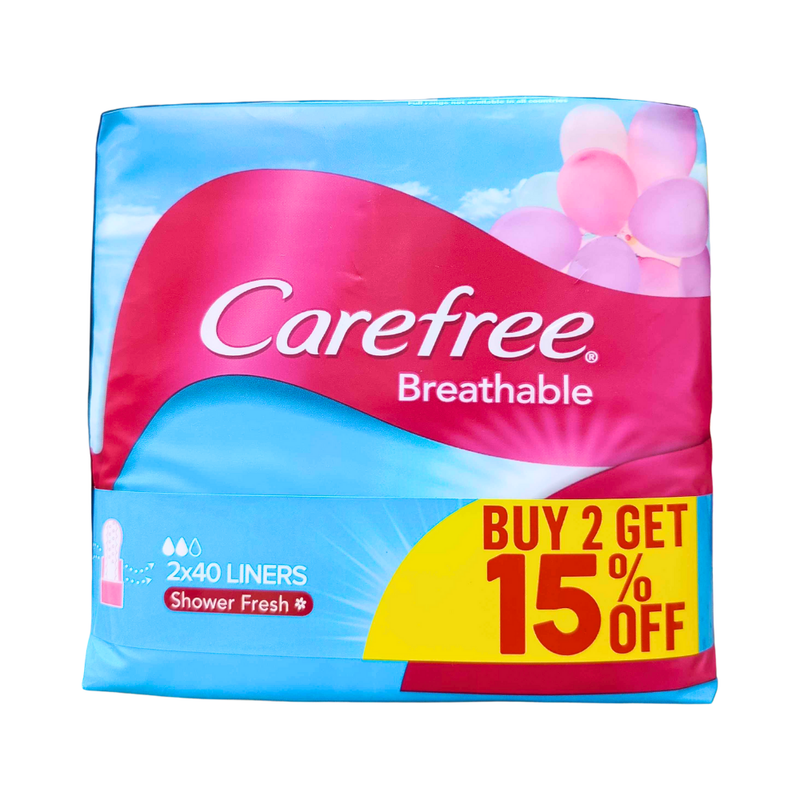 Carefree Breathable Scented Pantyliner Shower Fresh 40's x 2's