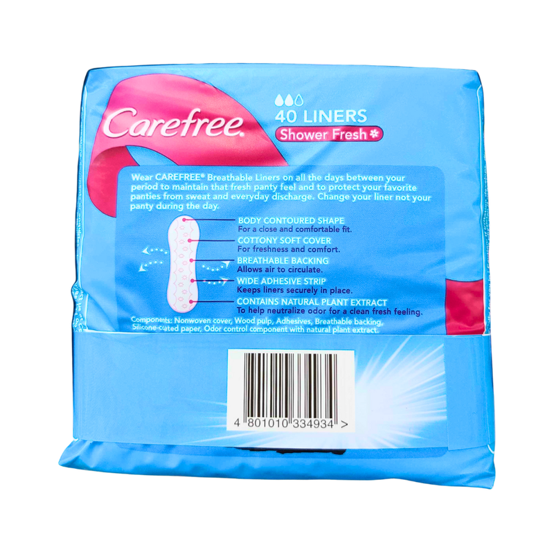 Carefree Breathable Scented Pantyliner Shower Fresh 40's x 2's