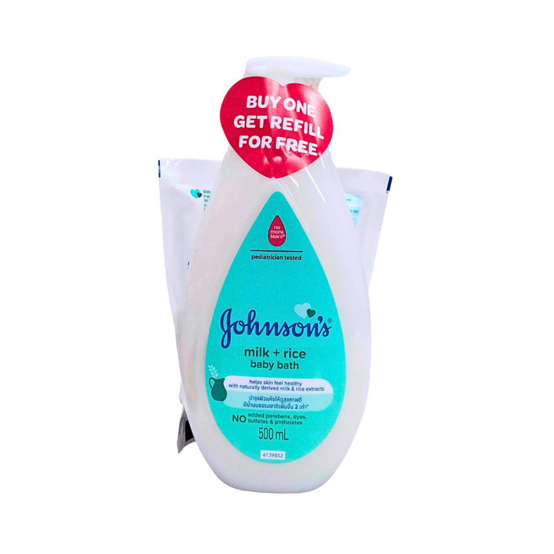 Johnson's Baby Bath Milk Plus Rice With Pump 500ml Free 200ml