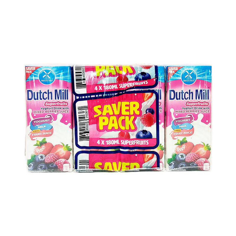 Dutch Mill UHT Yoghurt Drink Superfruit 180ml x 4's Saver Pack