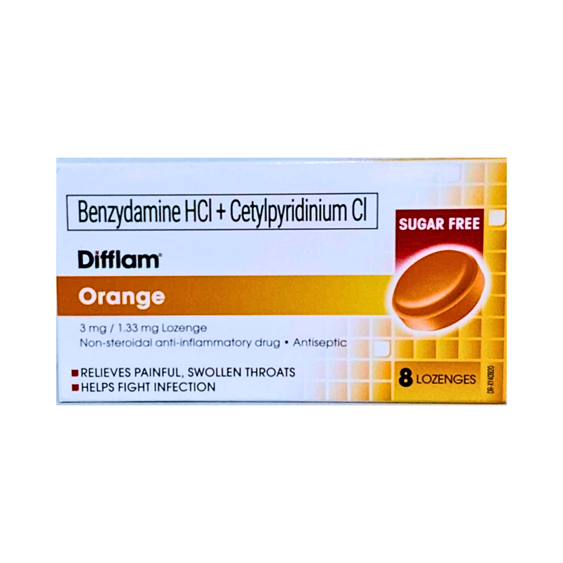 Difflam Orange 3mg/1.33mg Lozenges by 8's