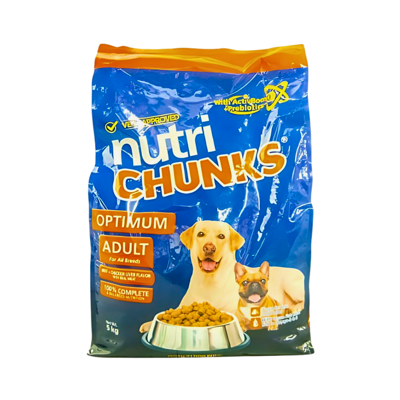 Nutri Chunks Optimum Adult Dog Food Beef + Chicken Liver Flavor 5kg
