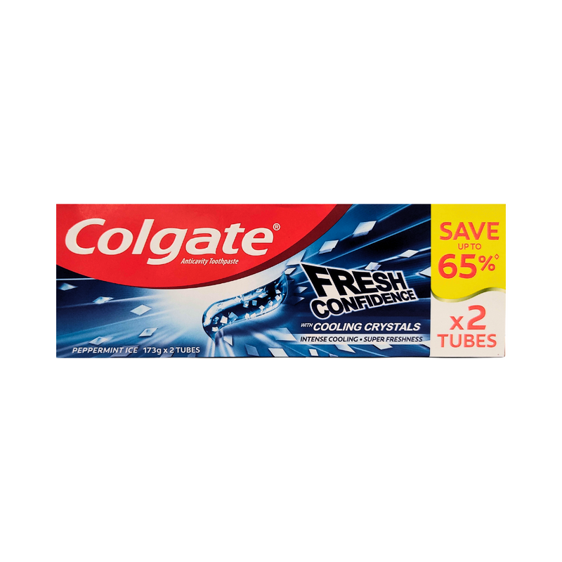 Colgate Fresh Confidence Toothpaste With Cooling Crystals Peppermint Ice Value Pack 173g x 2's
