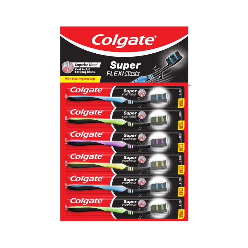 Colgate Super Flexi Toothbrush With Cap Black 5's + 1