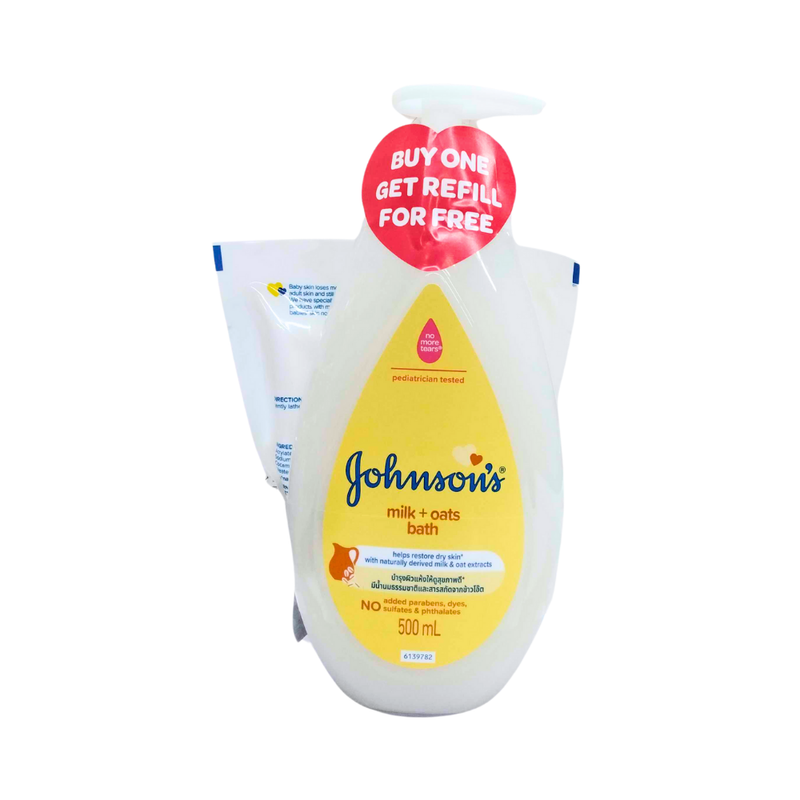 Johnson's Baby Bath Milk Plus Oats With Pump 500ml + Refill 200ml