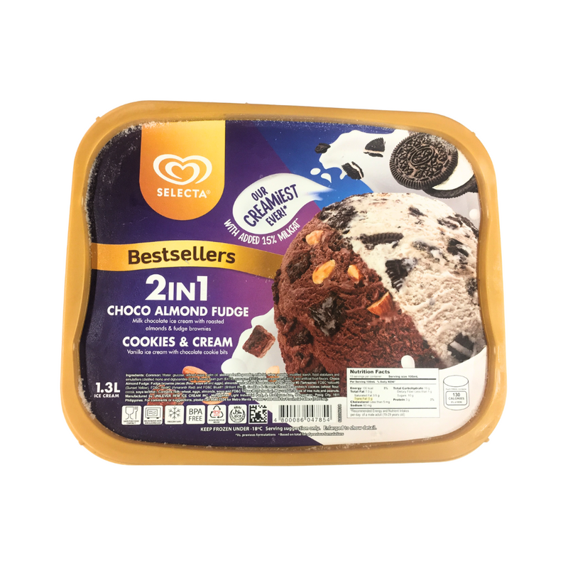 Selecta 2in1 Choco Almond Fudge Cookies And Cream 1.3L