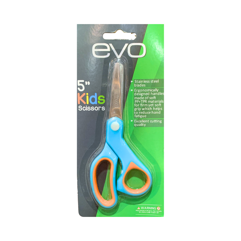 Evo Kids Scissors Light Blue And Orange 5in