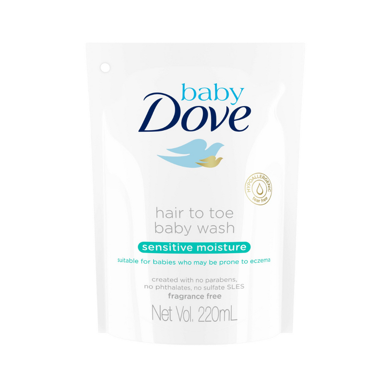 Dove Hair To Toe Baby Wash Sensitive Moisture Refill 220ml