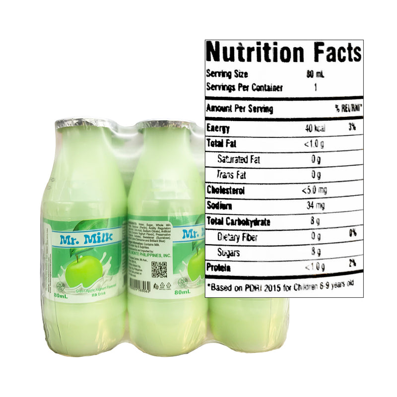 Del Monte Mr. Milk Yogurt Green Apple 80ml x 6's