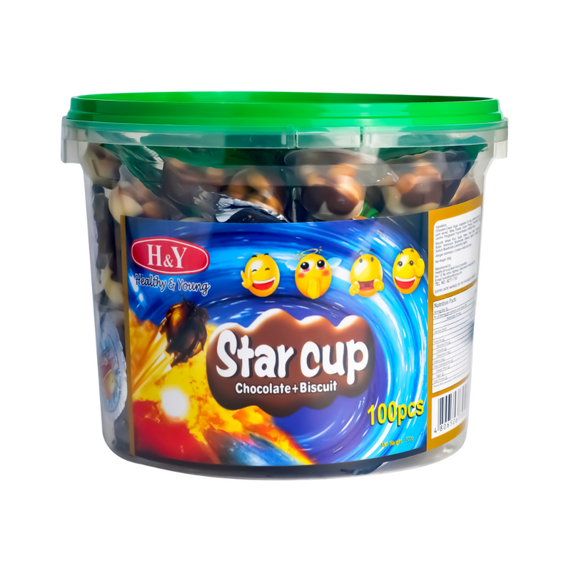 H&Y Star Cup Chocolate + Biscuit Jar 500g 100's