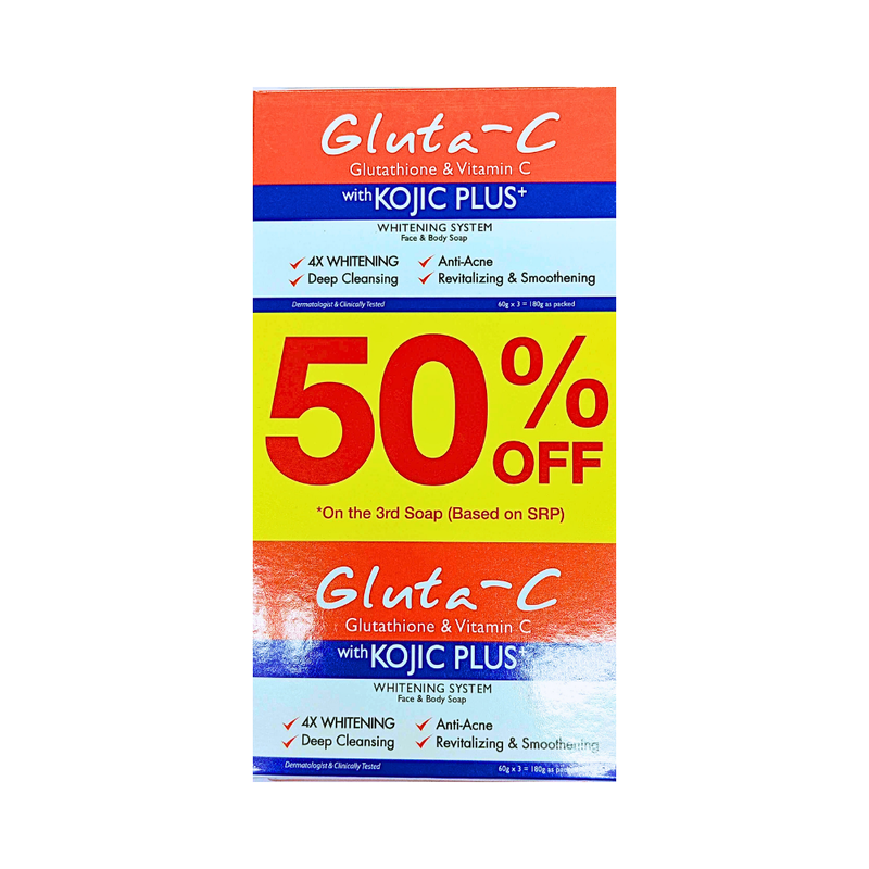 Gluta-C With Kojic Plus+ Face And Body Soap 60g x 3's Gluta-C With Kojic Plus+ Face And Body Soap 60g x 3's