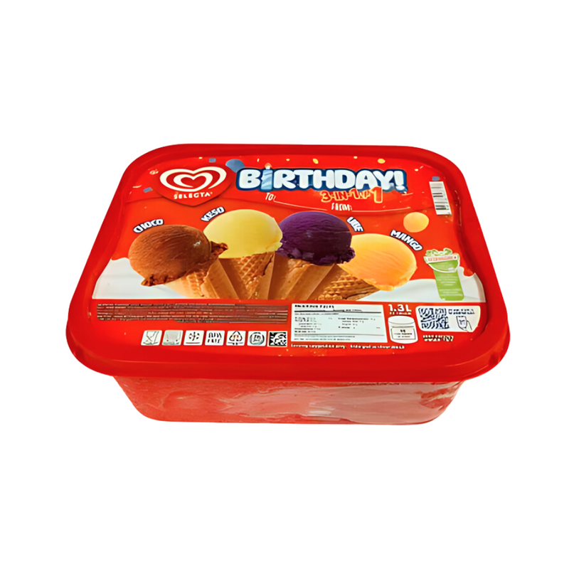 Selecta Ice Cream 3 in 1 + 1 Choco Keso Ube Mango 1.5L