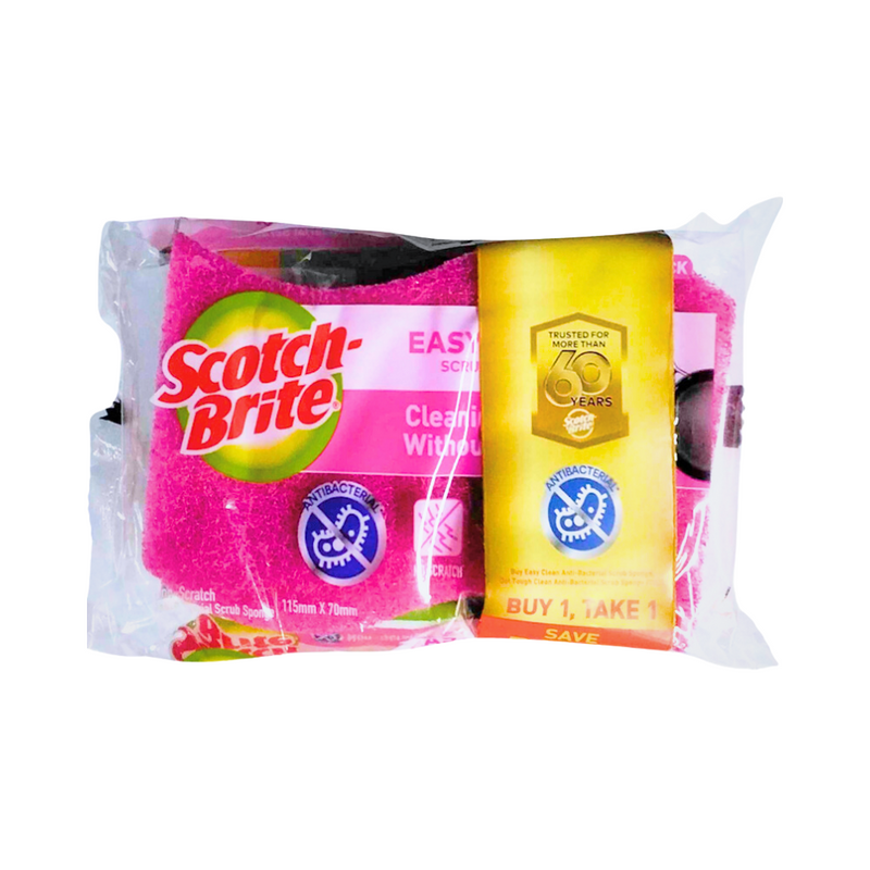 Scotch Brite Antibac Scrub Sponge + Free Scotch Brite Easy Clean Sponge