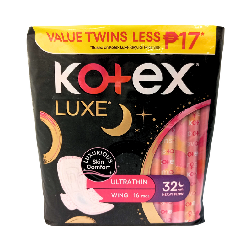 Kotex Luxe Ultrathin Napkin Overnight With Wings Silky Soft 8 Pads x 2 Packs