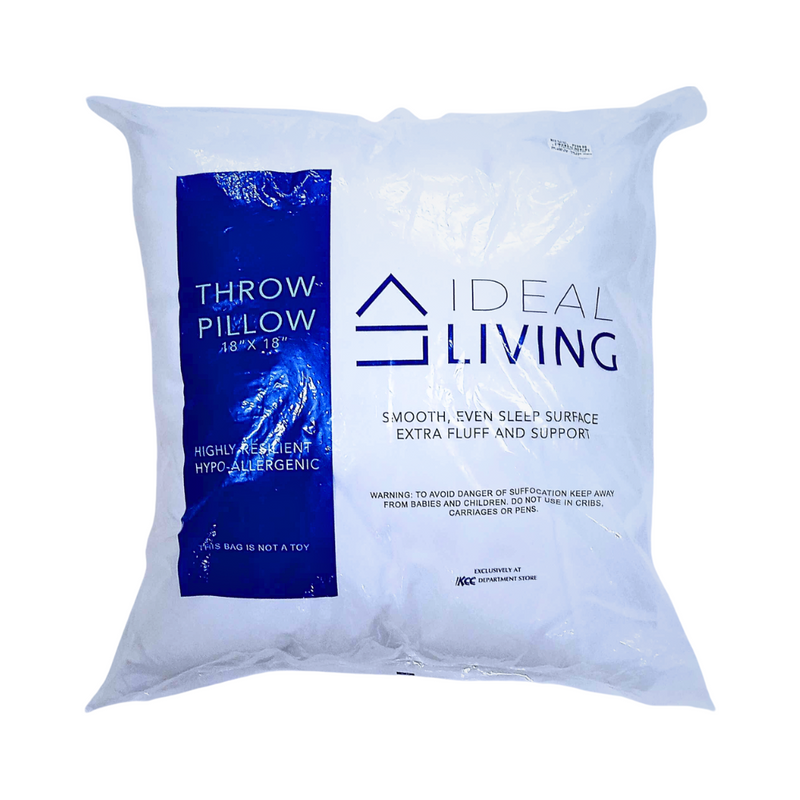 Ideal Living Throw Pillow Plain White 400g 18in x 18in