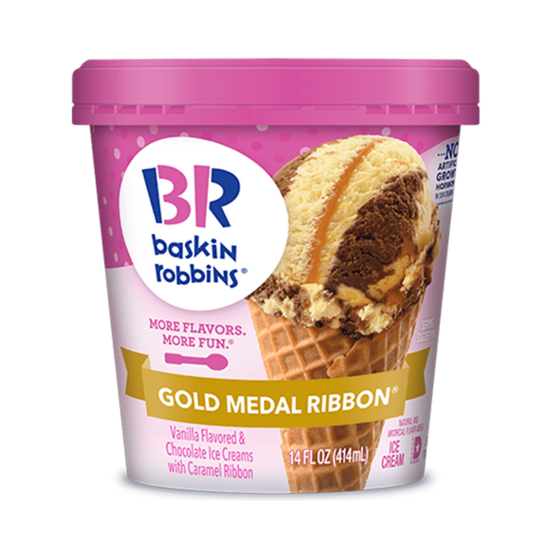 Baskin Robbins Gold Medal Ribbon Vanilla Flavored And Chocolate Ice Cream 414ml