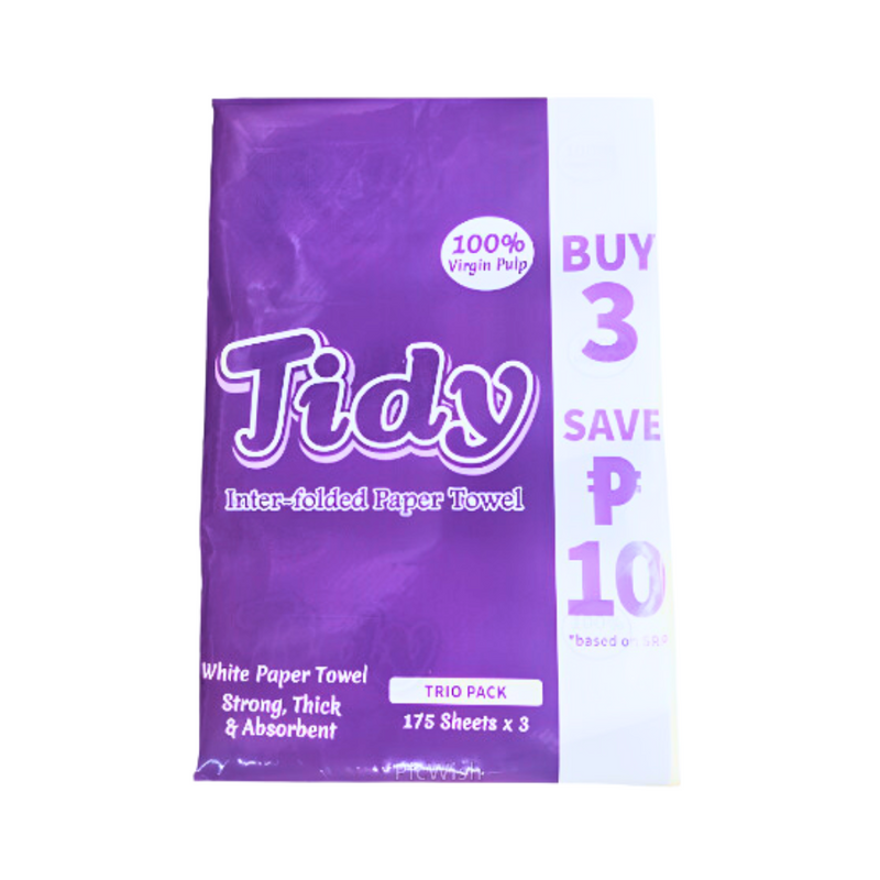 Tidy Interfolded Paper Towel White 175 Sheets x 3's