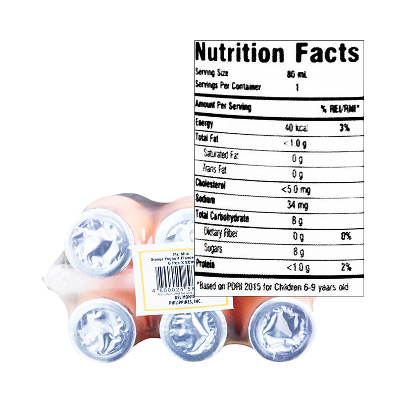 Del Monte Mr. Milk Yogurt Orange 80ml x 6's