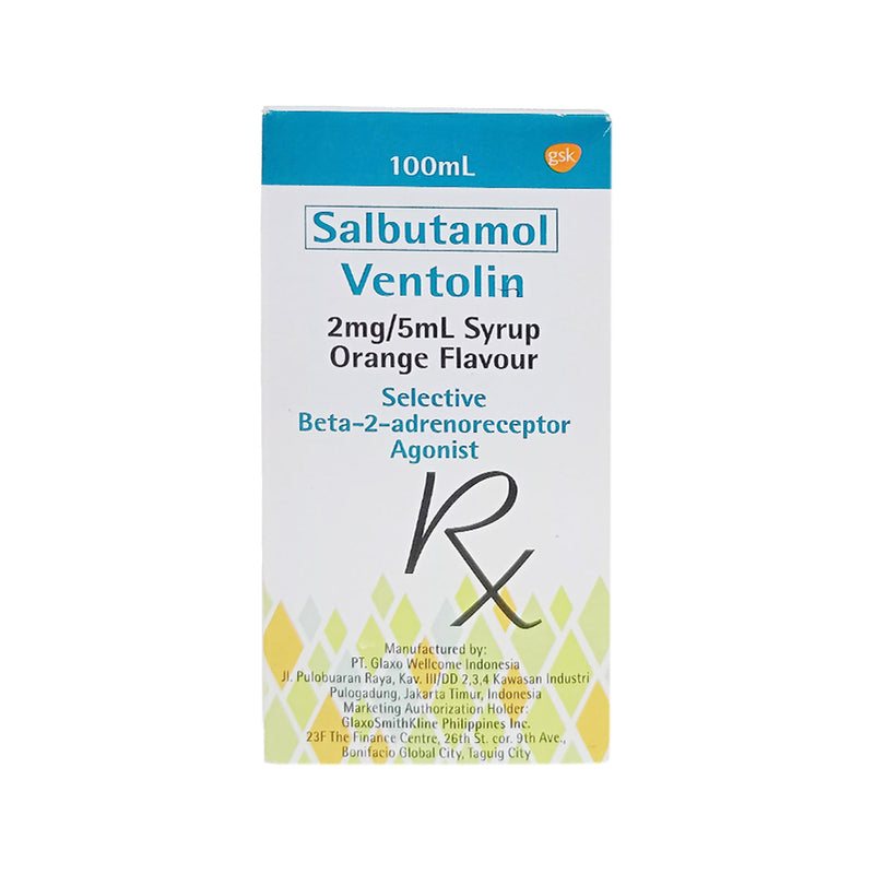 Ventolin Salbutamol 2mg/5ml Syrup Orange 100ml