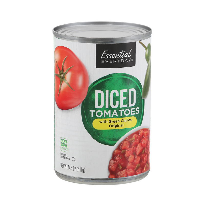 Essential Everyday Diced Tomatoes With Green Chilies Original 411g