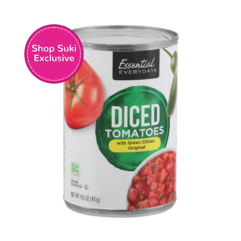 Essential Everyday Diced Tomatoes With Green Chilies Original 411g